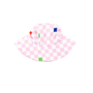 Pink checkerboard bucket hat