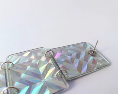 Holographic/diamond statement earrings