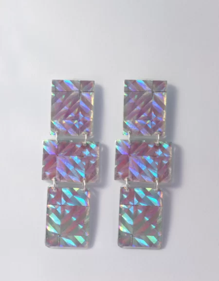 Holographic/diamond statement earrings
