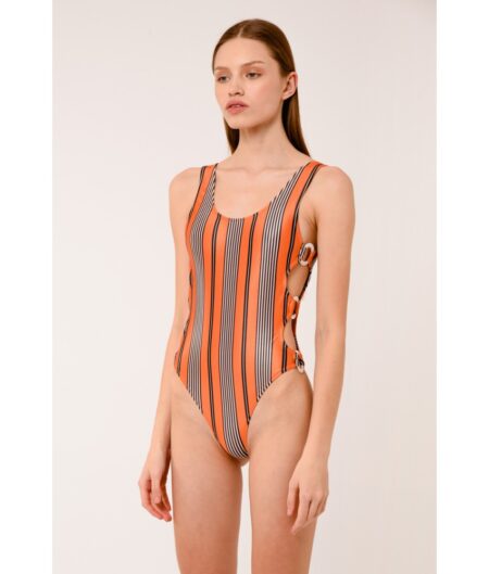 Hueda orange stripped swimsuit
