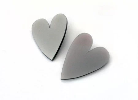 Grey plexiglass heart earrings