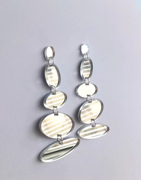 Mirror oval drops earrings