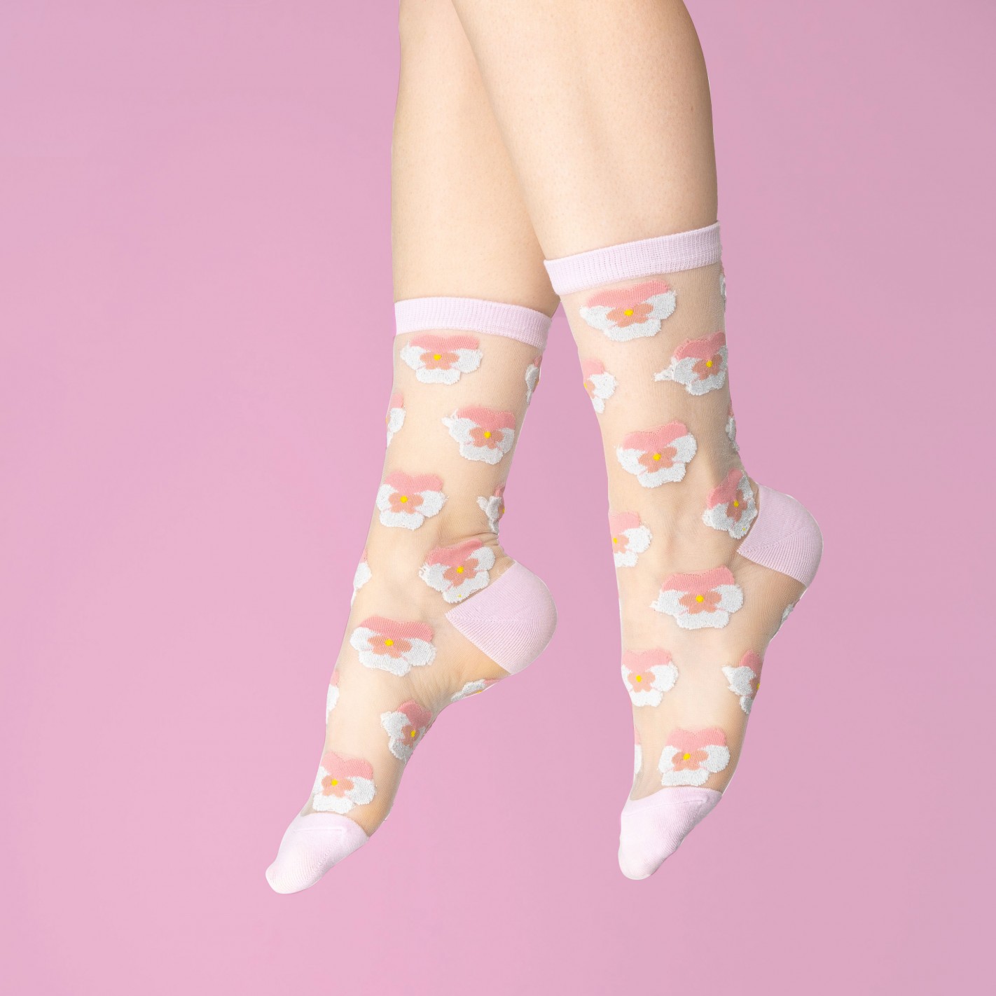pink pansy sheer socks