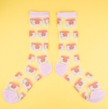 Pink pansy sheer socks