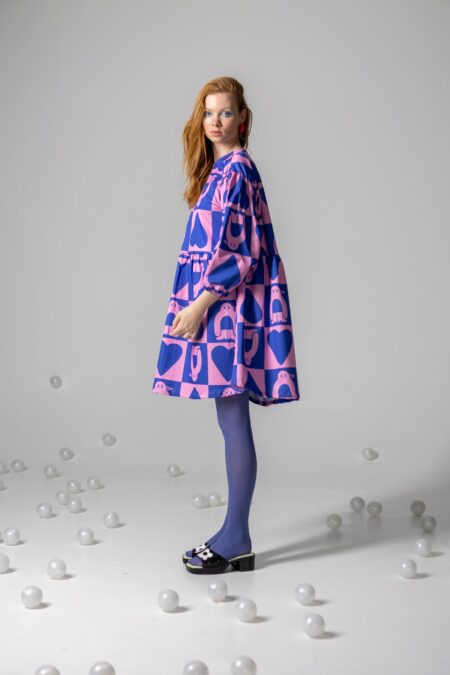 Dahlia φόρεμα - Adelie chess μπλε/ροζ