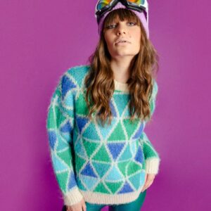 Graphic jumper - green/blue triangles