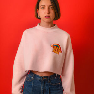Satan loves me crop sweatshirt - ροζ