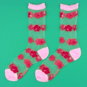 Hibiscus sheer socks