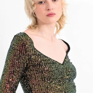 Multicolor sequined top