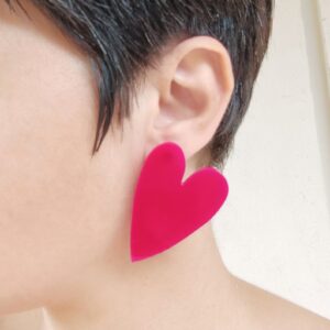 Heart earrings - fuchsia