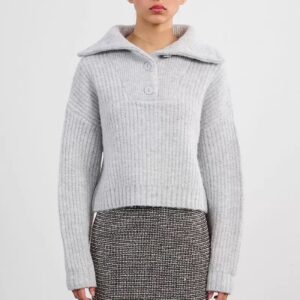 Buttoned trucker sweater - grey