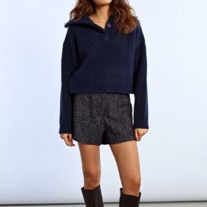 Buttoned trucker sweaters - blue