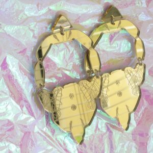 80s Style Gold Acrylic Statement Earrings
