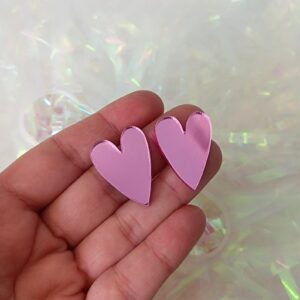 Mini hearts earrings - mirror pink
