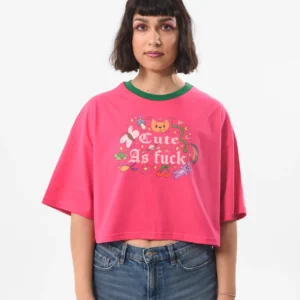 Cute AF - Fuchsia Crop Tshirt