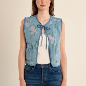 Denim γιλέκο με τύπωμα