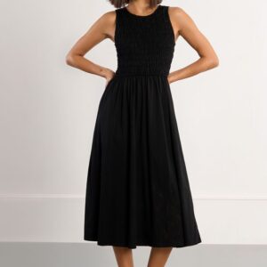 Cotton smocked dress - black